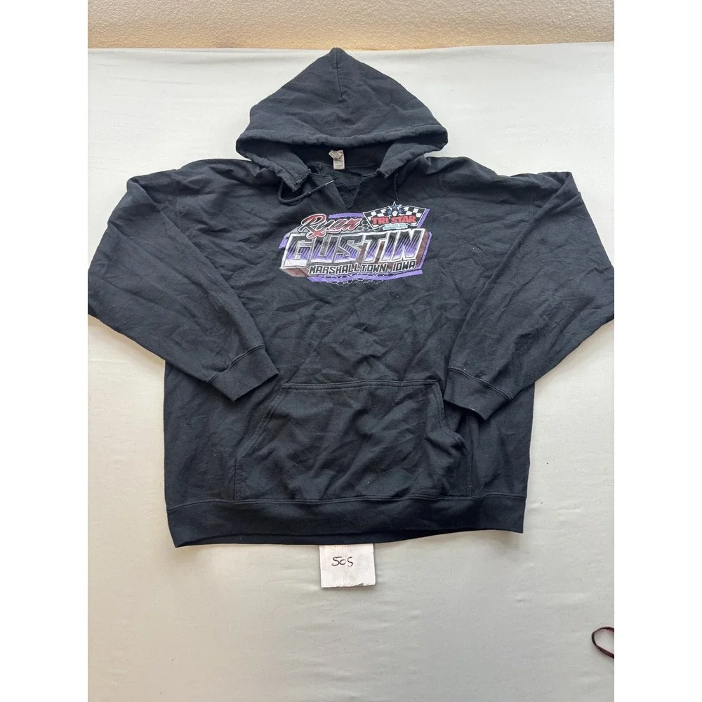 Ryan Gustin #19 Racing Dirt Track Hoodie Sweatshirt Marshalltown Iowa Black 2XL